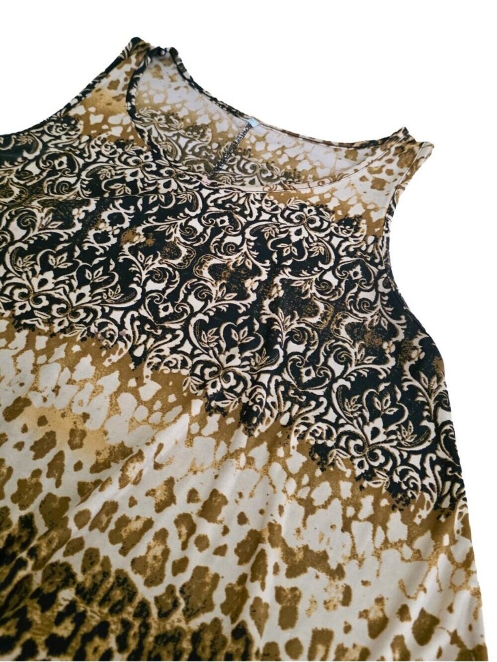 Womens Black & Brown Print Tank Dress - Picture 3 of 6